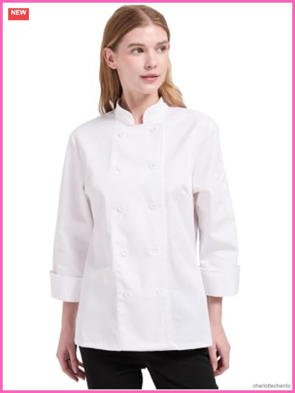 Chef Coat Women Long Sleeve Double Breasted Chef Jacket Uniform Kitchen